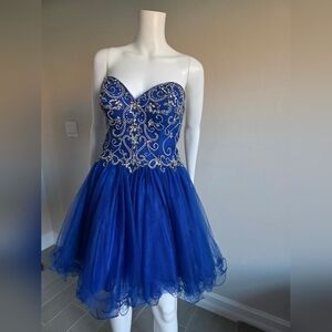 Dancing Queen Royal Blue and Gold Short Dress